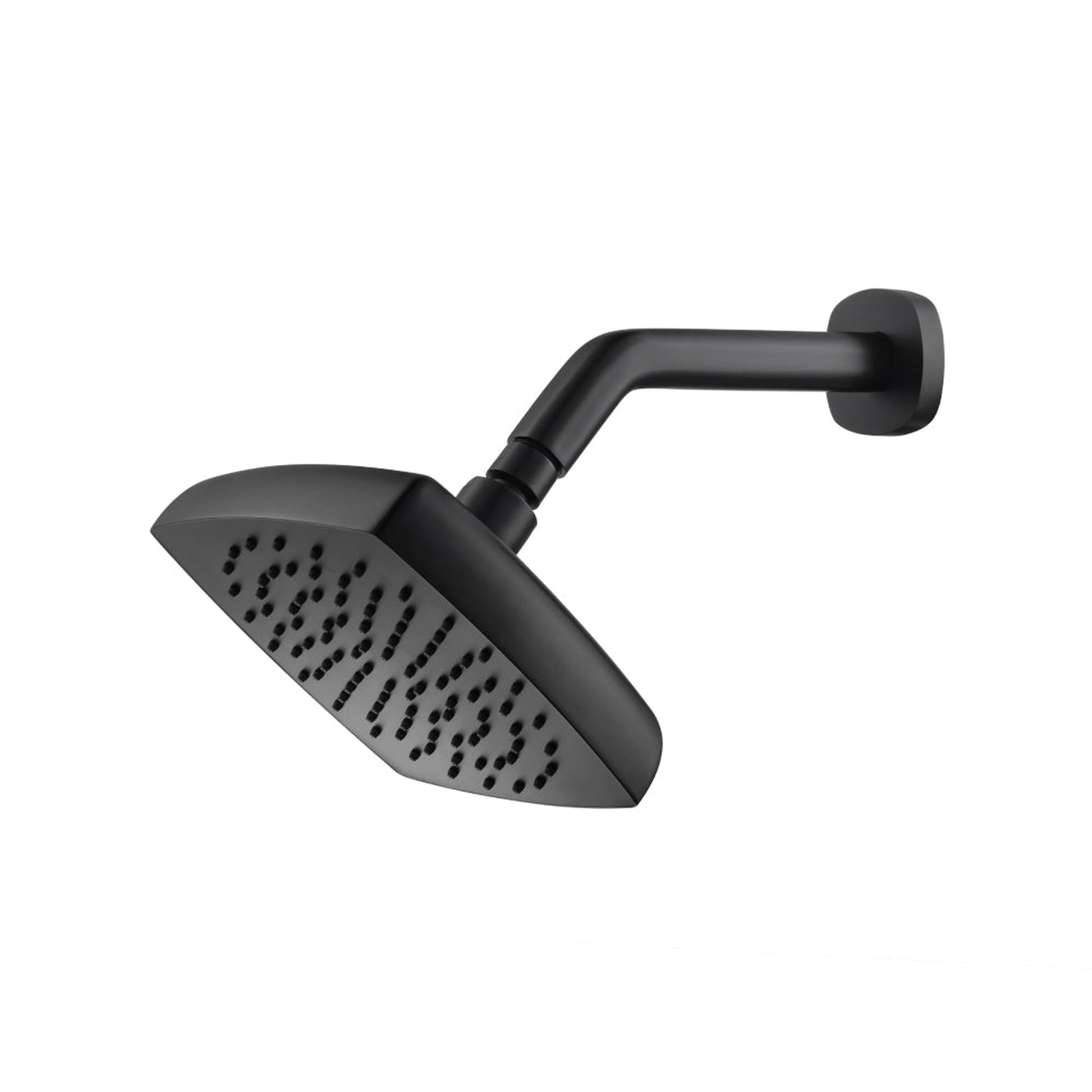 Isenberg Serie 240 7" Single Function Square Curve-Edged Matte Black Solid Brass Rain Shower Head With 8" Wall Mounted Shower Arm