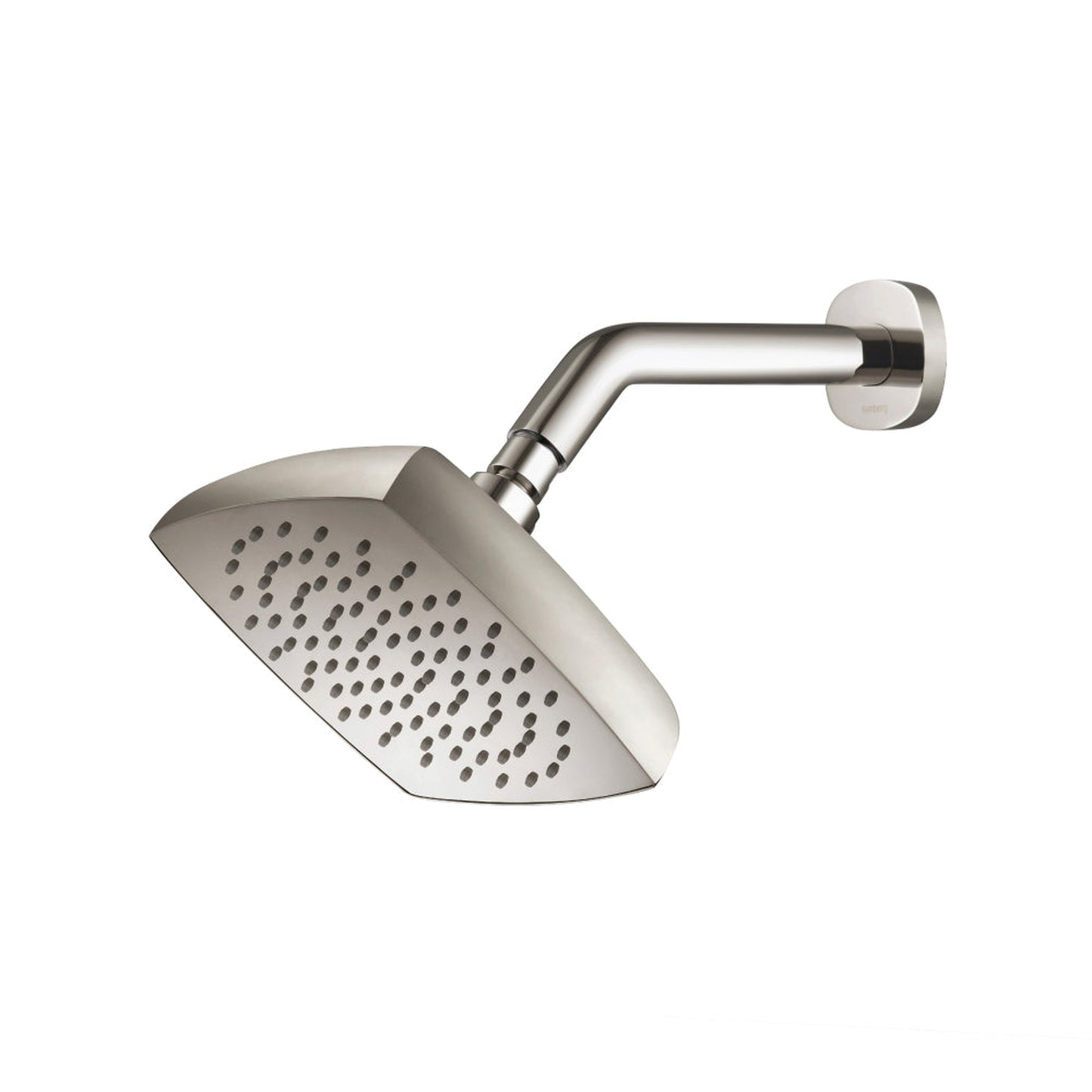 Isenberg Serie 240 7" Single Function Square Curve-Edged Polished Nickel PVD Solid Brass Rain Shower Head With 8" Wall Mounted Shower Arm
