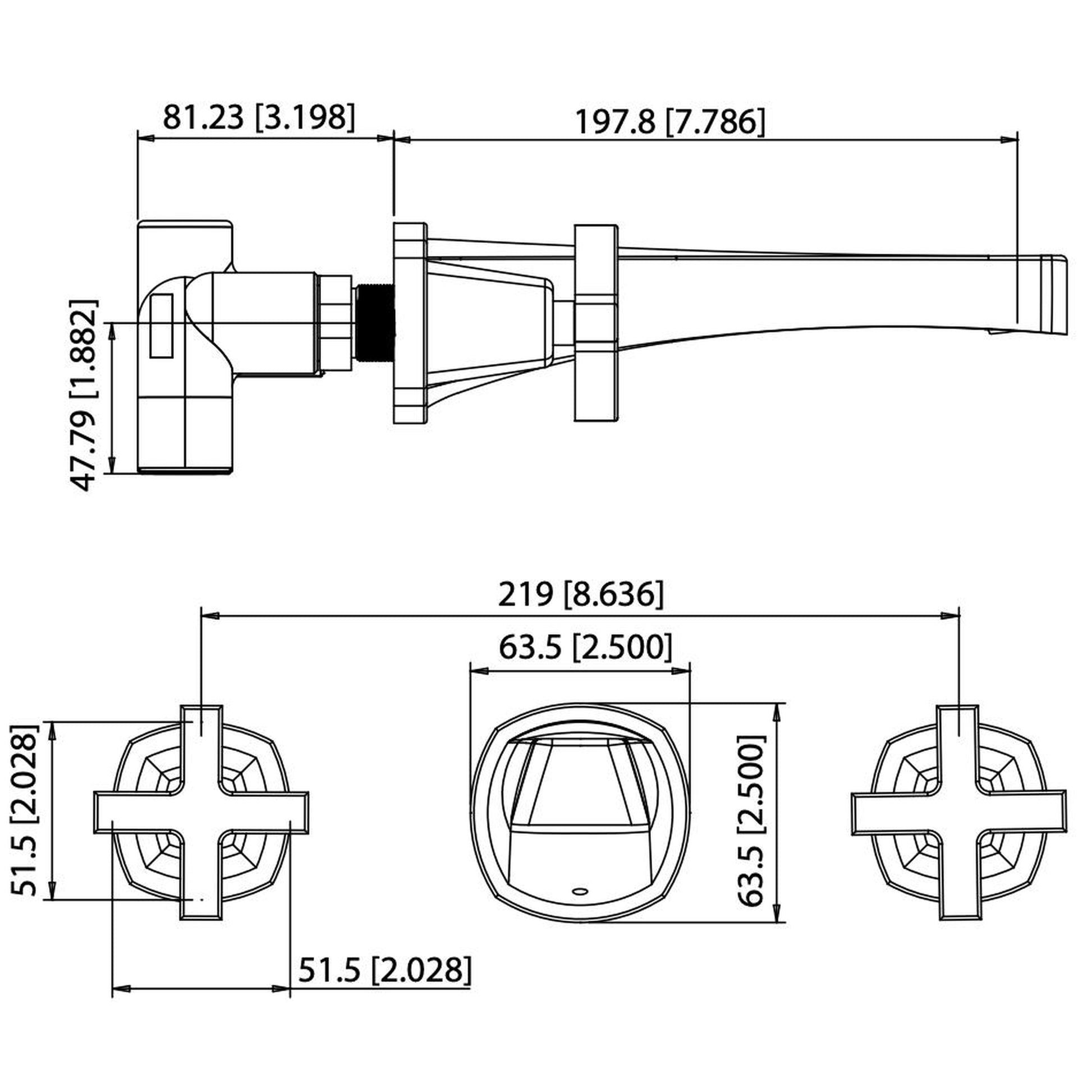 Isenberg Serie 240 9" Three-Hole Chrome Wall-Mounted Bathroom Sink Faucet