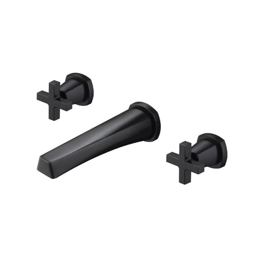 Isenberg Serie 240 9" Three-Hole Matte Black Wall-Mounted Bathtub Faucet With 0.50" Rough-In Valve