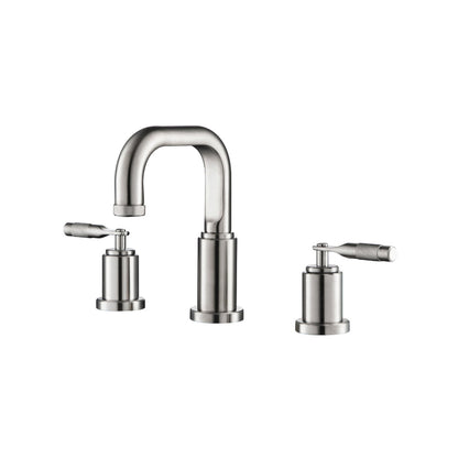 Isenberg Serie 250 14" Three-Hole Brushed Nickel PVD Solid Brass Deck-Mounted Widespread Bathroom Sink Faucet With Overflow Pop-Up Drain