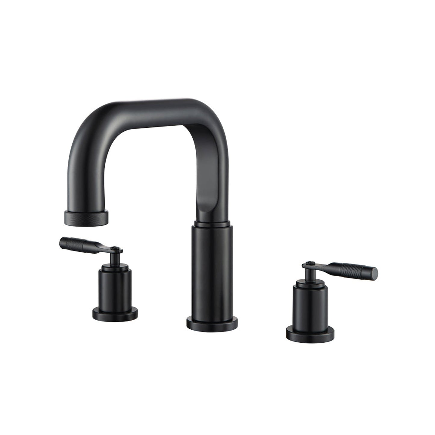 Isenberg Serie 250 14" Three-Hole Matte Black Solid Brass Deck-Mounted Roman Bathtub Faucet