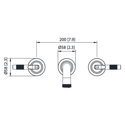 Isenberg Serie 250 8" Three-Hole Brushed Nickel PVD Wall-Mounted Bathroom Sink Faucet