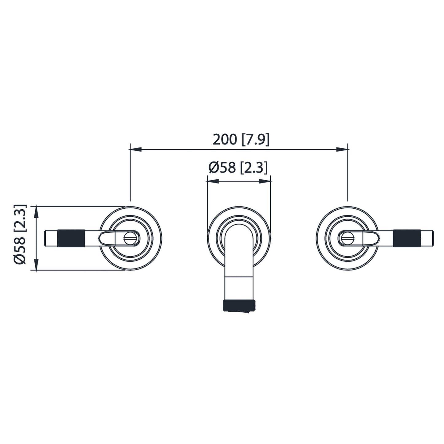 Isenberg Serie 250 8" Three-Hole Brushed Nickel PVD Wall-Mounted Bathtub Faucet