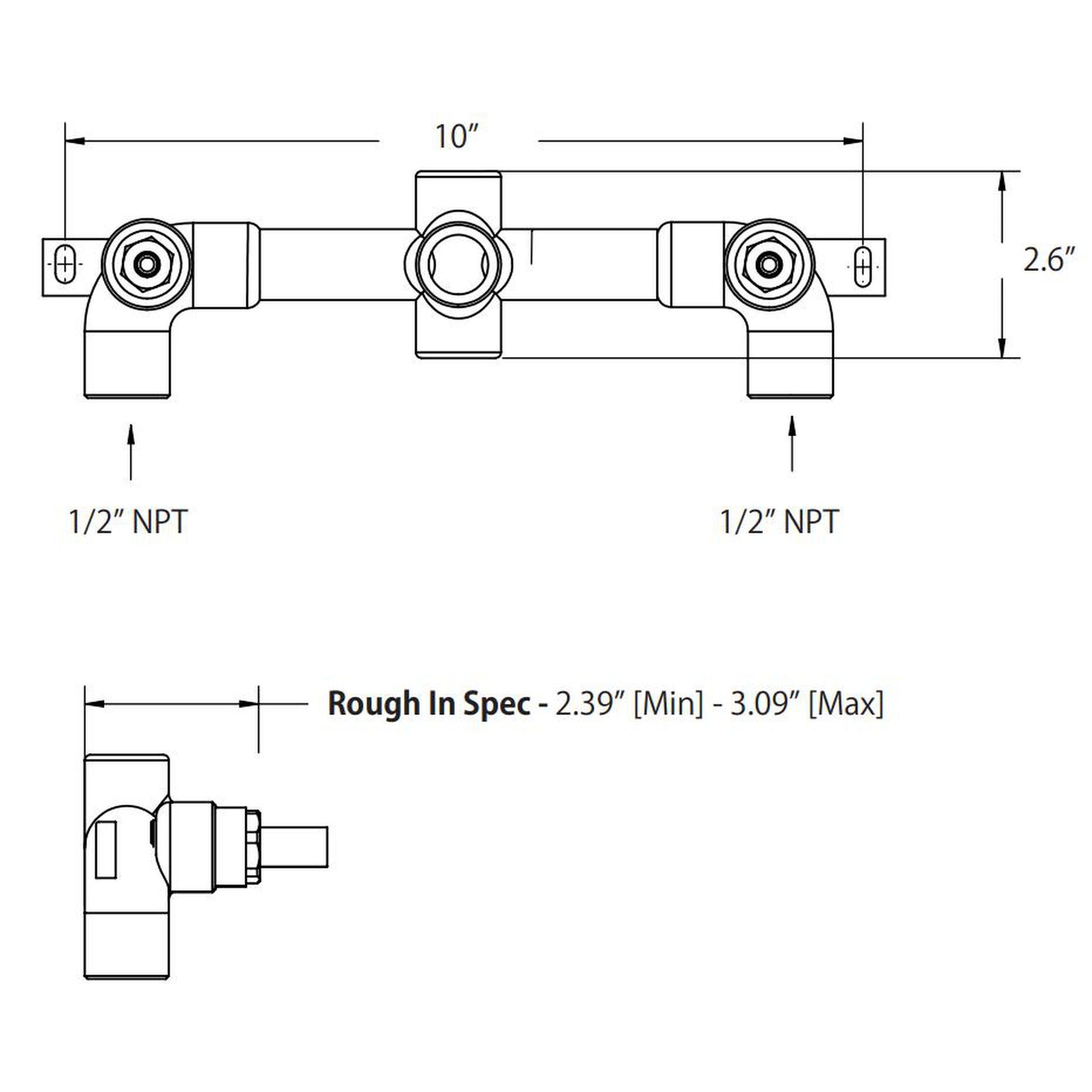 Isenberg Serie 250 8" Three-Hole Chrome Wall-Mounted Bathroom Sink Faucet With 0.50" Rough-In Valve