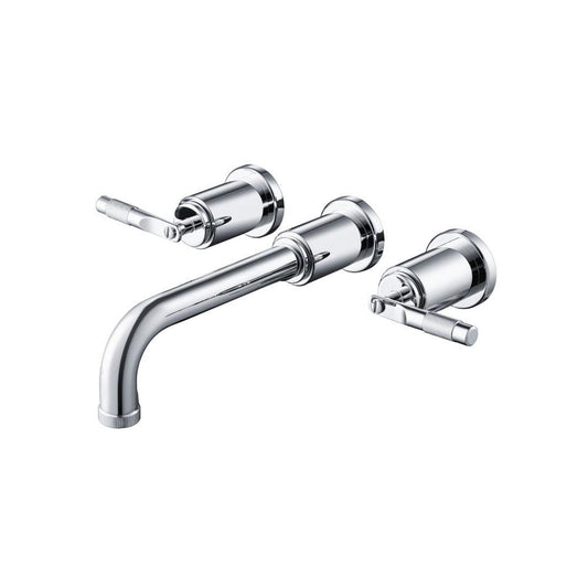 Isenberg Serie 250 8" Three-Hole Chrome Wall-Mounted Bathroom Sink Faucet With 0.50" Rough-In Valve