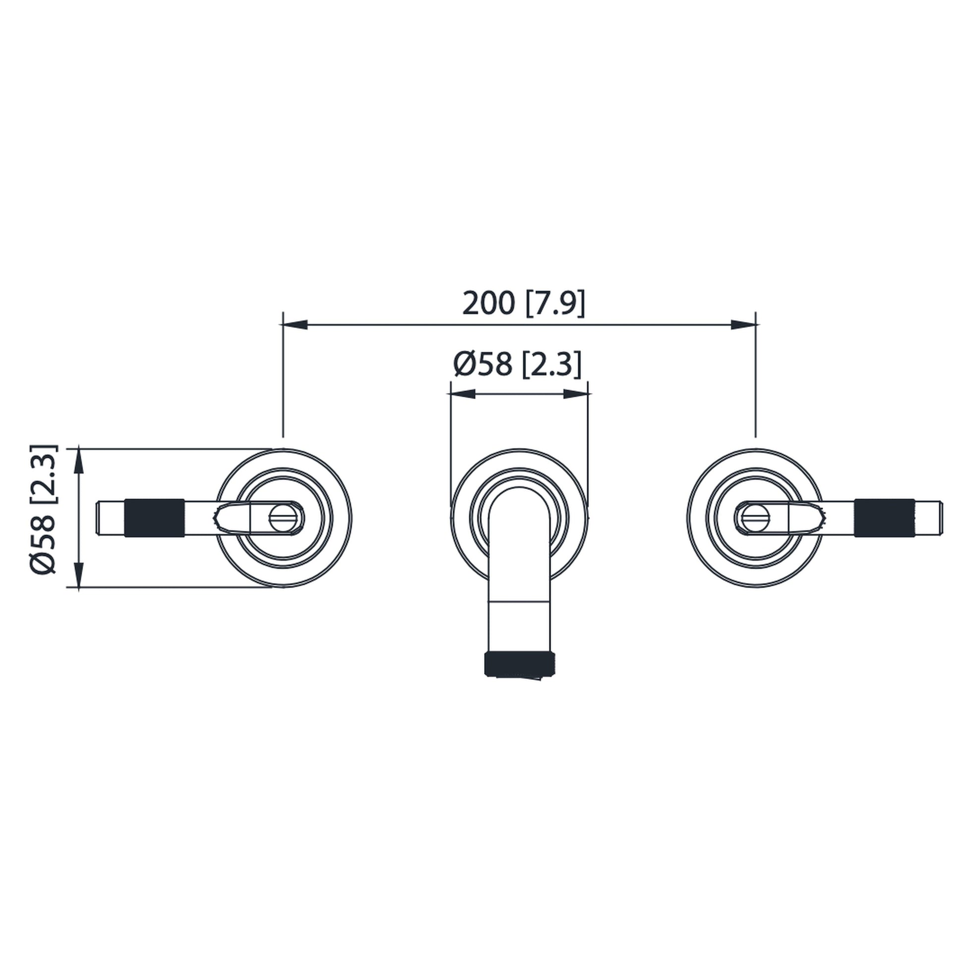 Isenberg Serie 250 8" Three-Hole Matte Black Wall-Mounted Bathtub Faucet