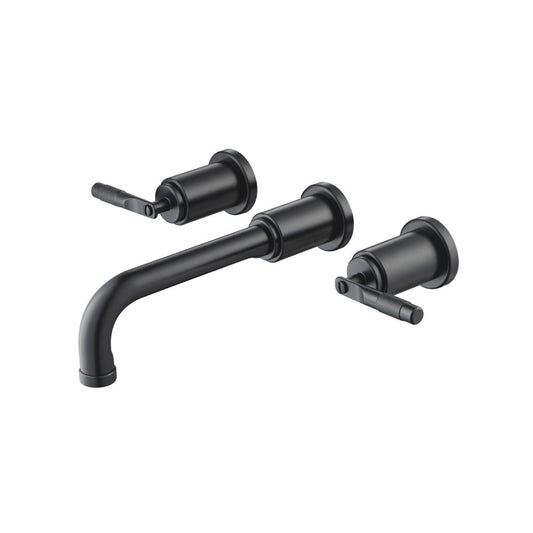 Isenberg Serie 250 8" Three-Hole Matte Black Wall-Mounted Bathtub Faucet With 0.50" Rough-In Valve