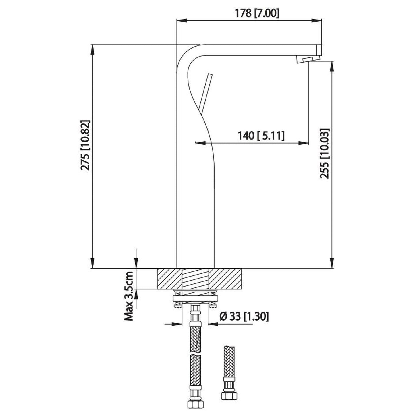 Isenberg Serie 260 11" Single-Hole Satin Brass PVD Deck-Mounted Vessel Bathroom Sink Faucet