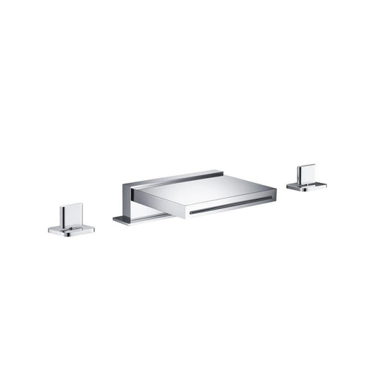Isenberg Serie 260 14" Three-Hole Brushed Nickel PVD Deck-Mounted Cascade / Sheet Flow Waterfall Roman Bathtub Faucet With Valve Set