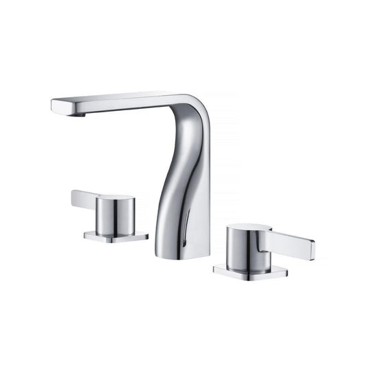 Isenberg Serie 260 260.2001CP 8" Three-Hole Chrome Solid Brass Deck-Mounted Widespread Bathroom Sink Faucet With Overflow Pop-Up Drain