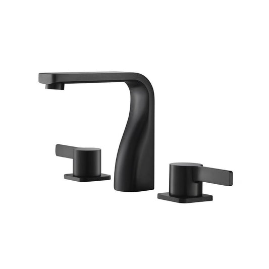 Isenberg Serie 260 260.2001MB 8" Three-Hole Matte Black Solid Brass Deck-Mounted Widespread Bathroom Sink Faucet With Overflow Pop-Up Drain
