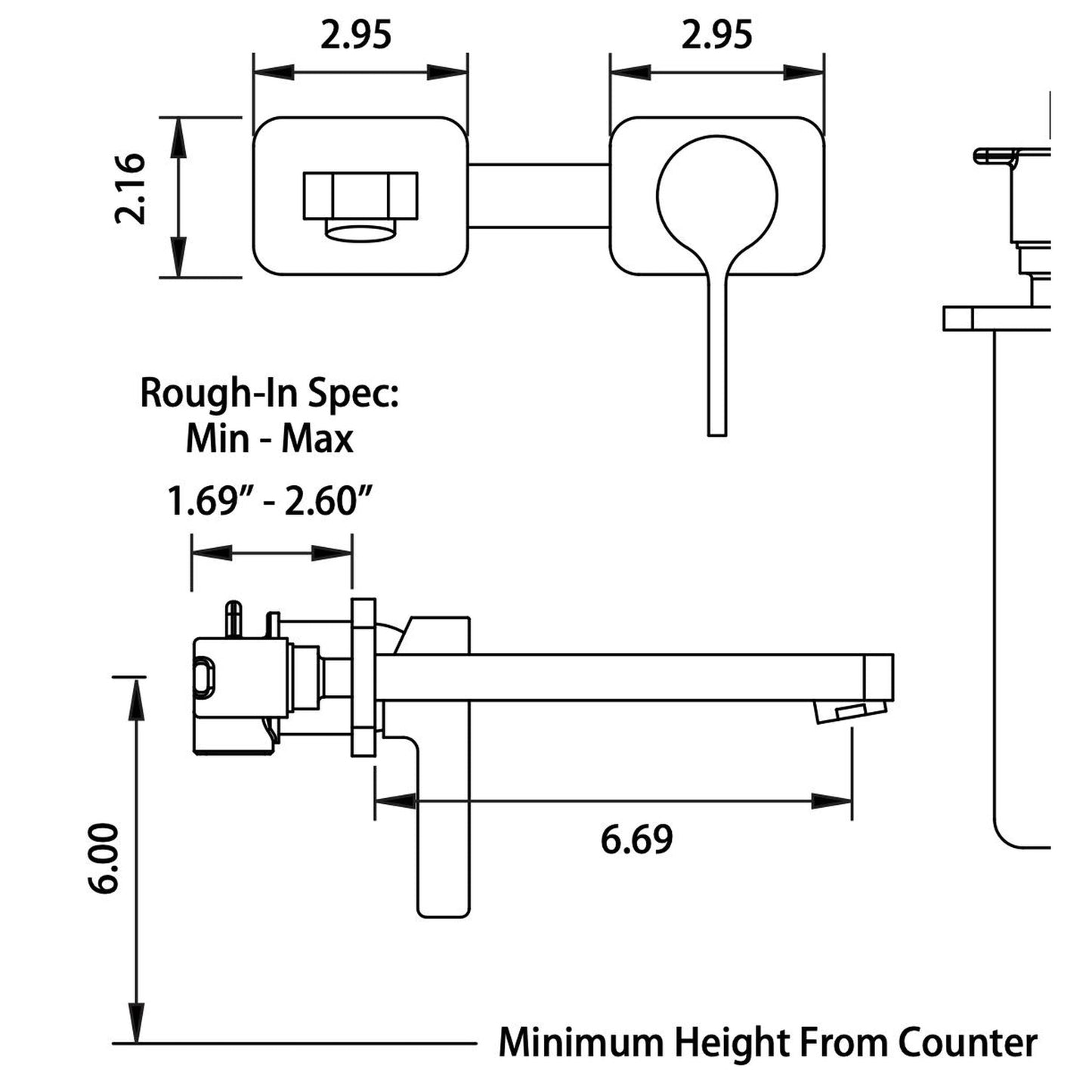 Isenberg Serie 260 7" Two-Hole Brushed Nickel PVD Wall-Mounted Bathroom Sink Faucet With Rough In Valve