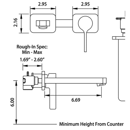 Isenberg Serie 260 7" Two-Hole Brushed Nickel PVD Wall-Mounted Bathroom Sink Faucet With Rough In Valve