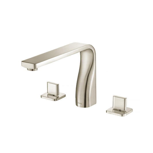 Isenberg Serie 260 8" Three-Hole Brushed Nickel PVD Solid Brass Deck-Mounted Roman Bathtub Faucet