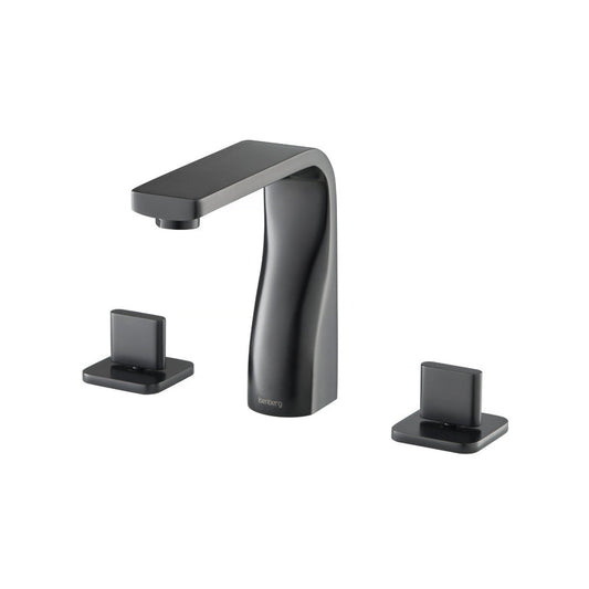 Isenberg Serie 260 8" Three-Hole Matte Black Solid Brass Deck-Mounted Widespread Bathroom Sink Faucet With Overflow Pop-Up Drain