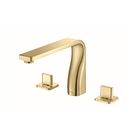Isenberg Serie 260 8" Three-Hole Satin Brass PVD Solid Brass Deck-Mounted Roman Bathtub Faucet