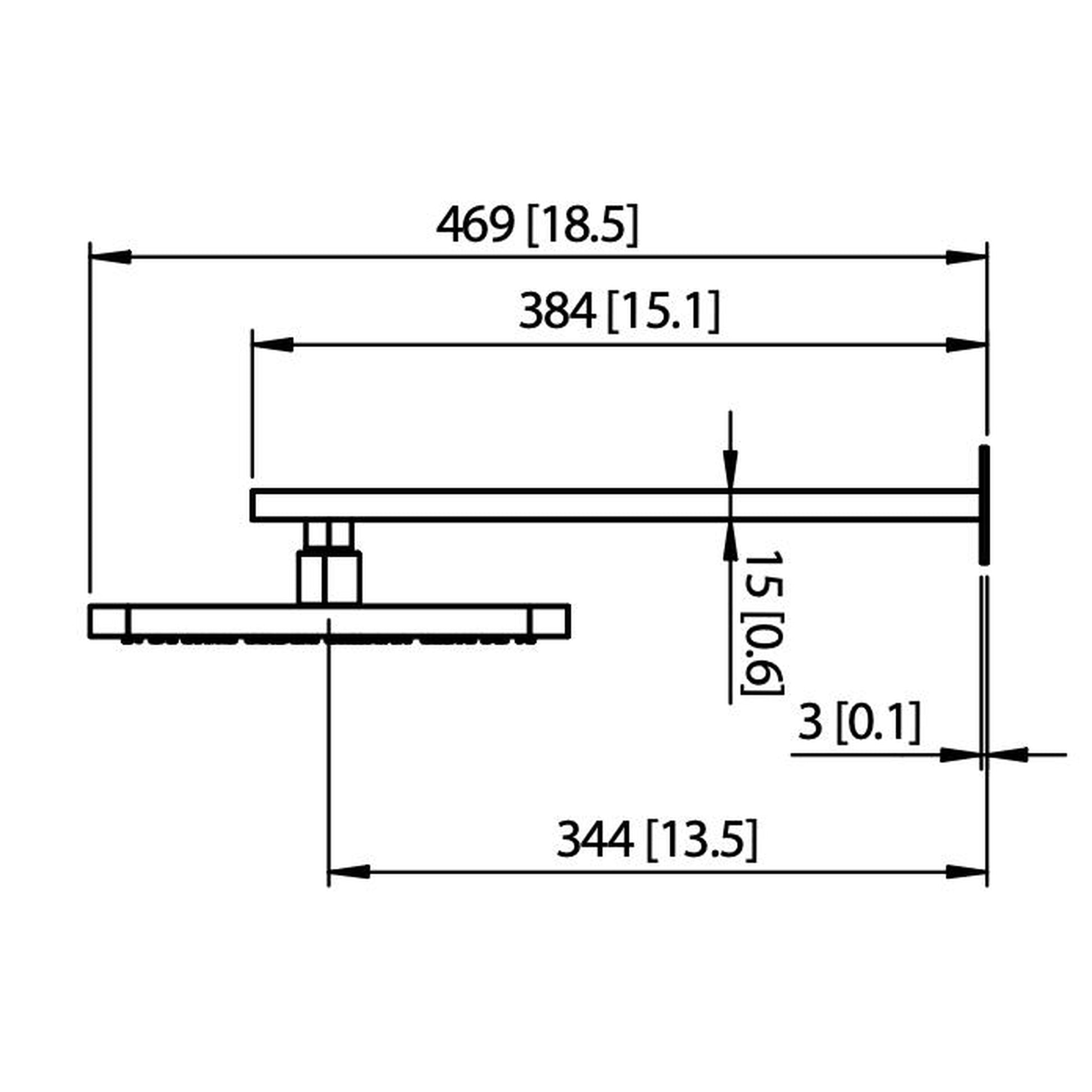 Isenberg Universal Fixtures 10" Single Function Square Curve-Edged Brushed Nickel PVD Solid Brass Rain Shower Head With 15" Wall Mounted Shower Arm