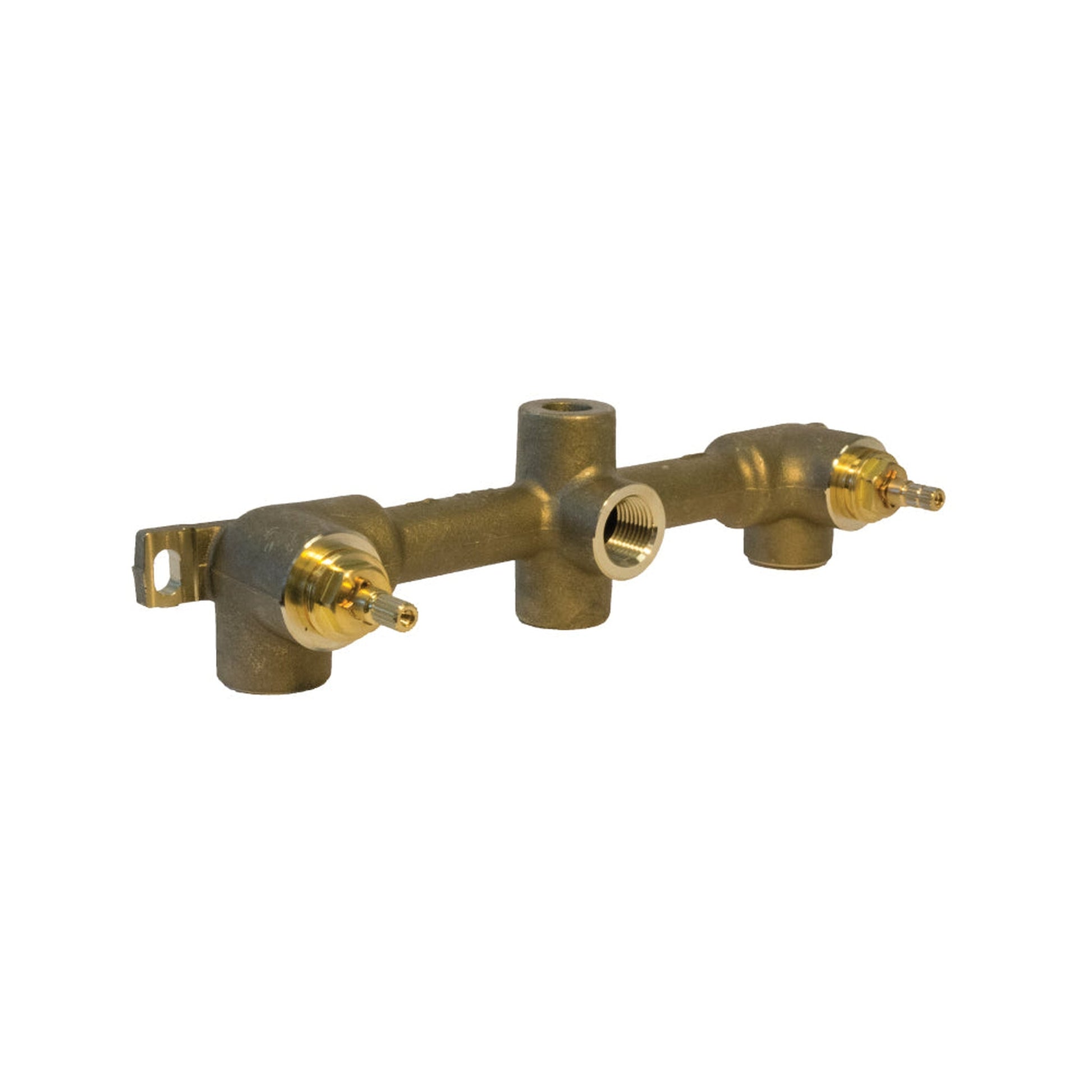 Isenberg Universal Fixtures 10" Three-Hole Rough Brass Wall-Mounted Bathtub Faucet Valve