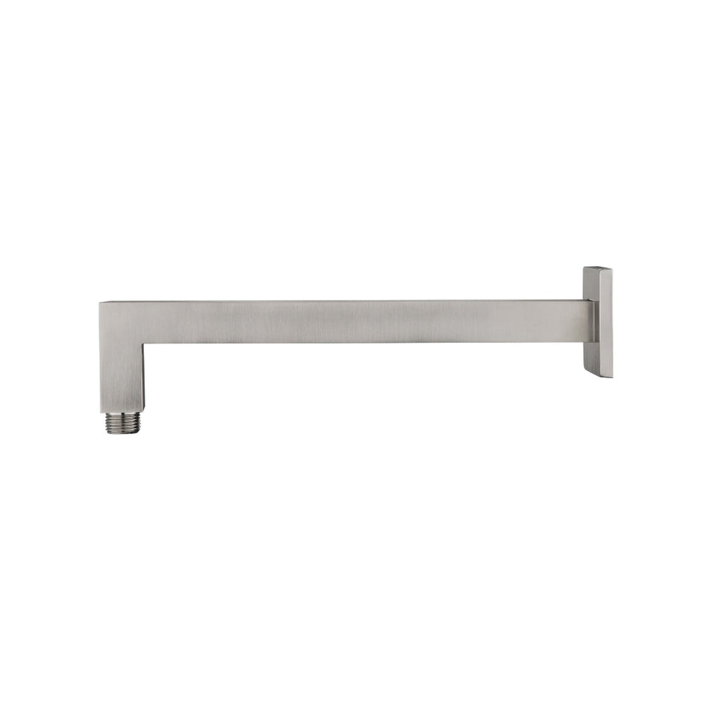 Isenberg Universal Fixtures 12" Brushed Nickel PVD Solid Brass Wall-Mounted Shower Arm With Angled Extension and Square Sliding Flange