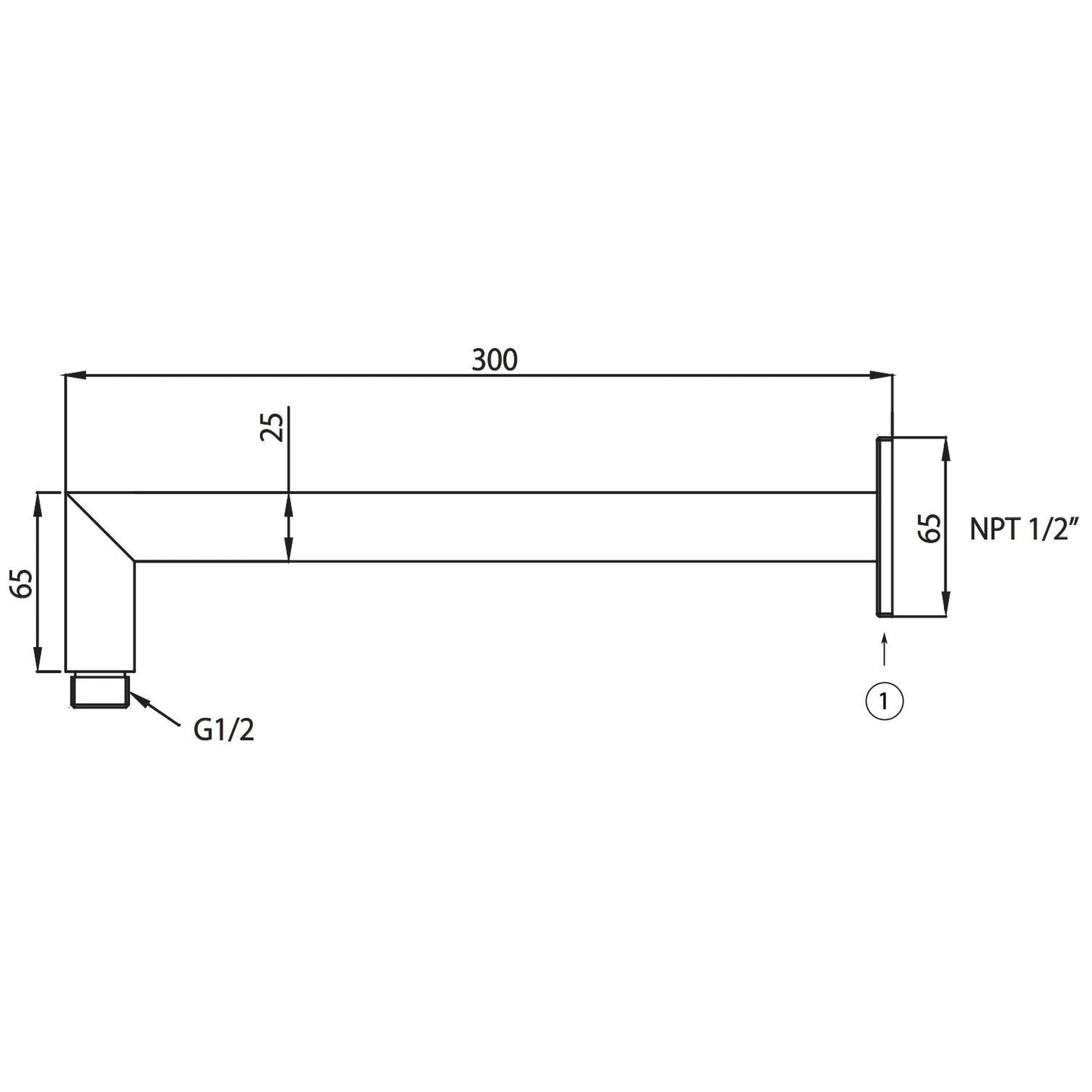 Isenberg Universal Fixtures 12" Brushed Nickel PVD Solid Brass Wall-Mounted Shower Arm With Angled Extension and Square Sliding Flange