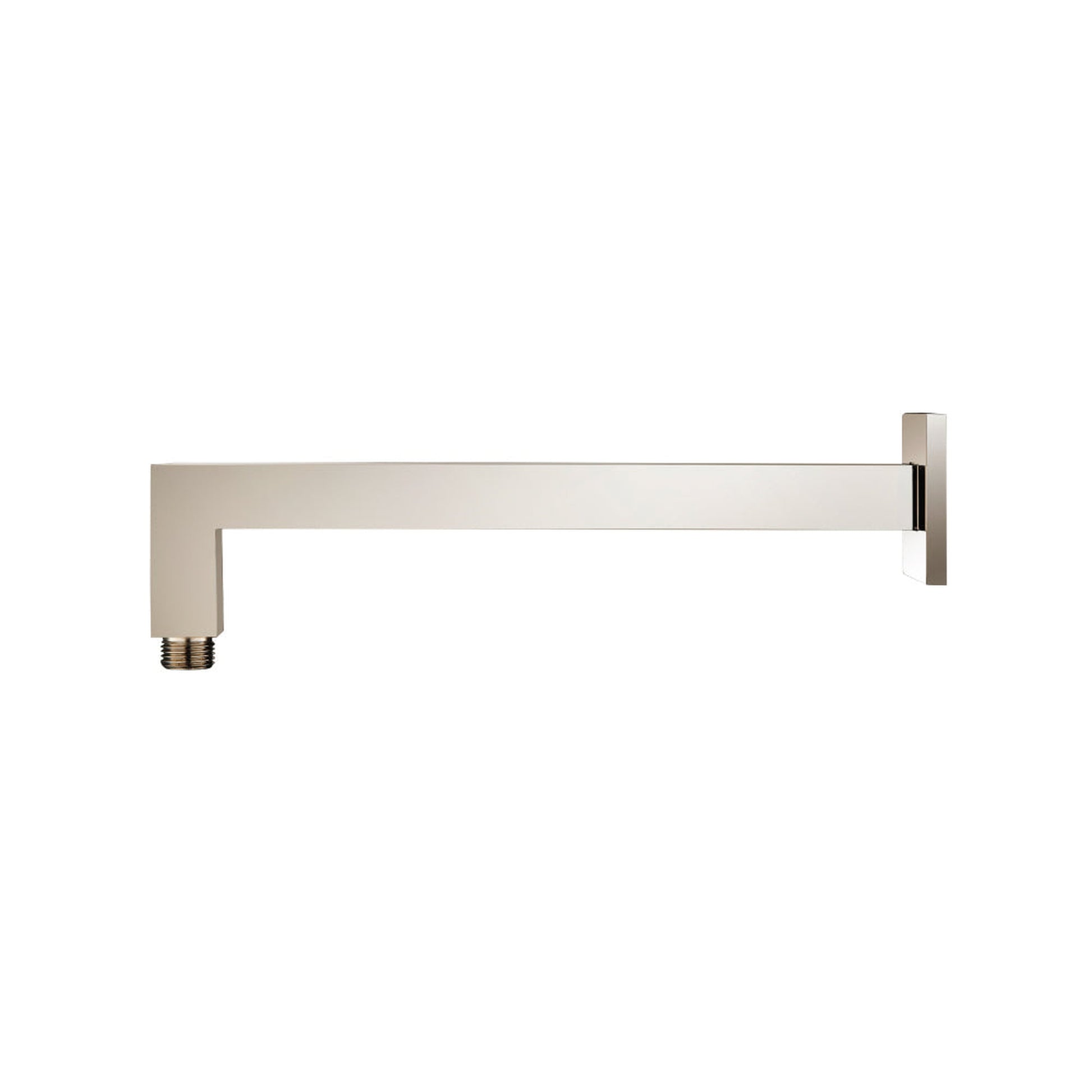 Isenberg Universal Fixtures 12" Polished Nickel PVD Solid Brass Wall-Mounted Shower Arm With Angled Extension and Square Sliding Flange