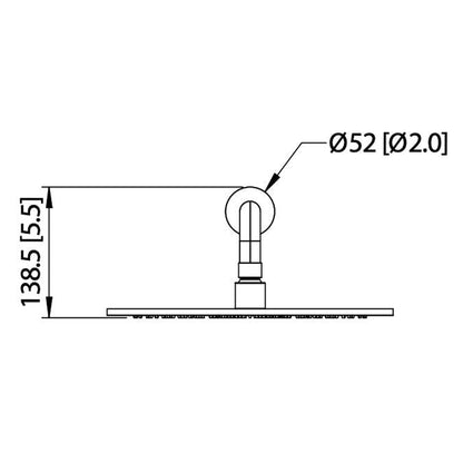 Isenberg Universal Fixtures 12" Single Function Round Brushed Nickel PVD Solid Brass Rain Shower Head With 15" Wall Mounted Shower Arm