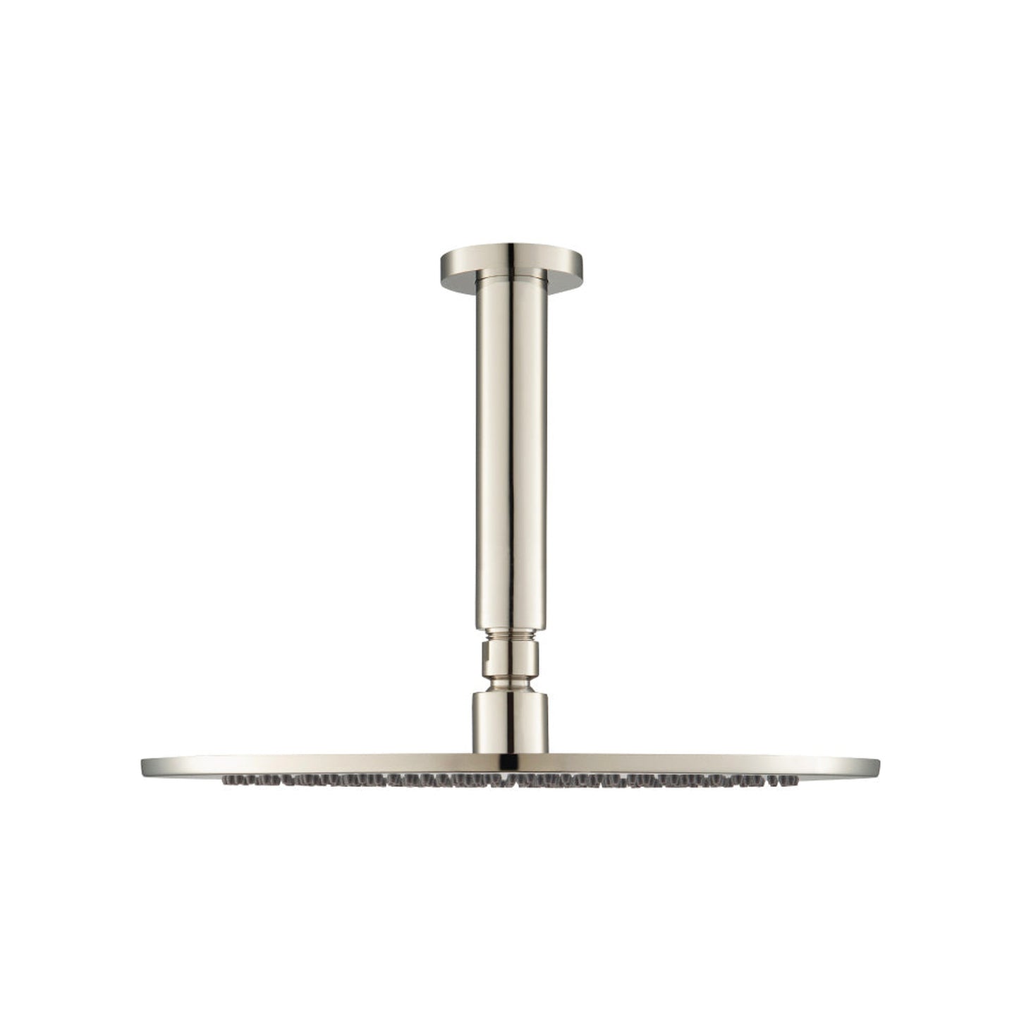 Isenberg Universal Fixtures 12" Single Function Round Polished Nickel PVD Solid Brass Rain Shower Head With 6" Ceiling Mounted Shower Arm
