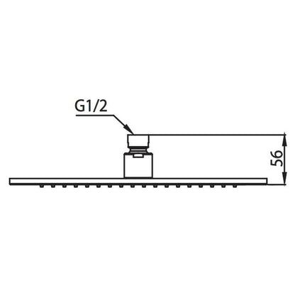 Isenberg Universal Fixtures 12" Single Function Square Brushed Nickel PVD Solid Brass Rain Shower Head With 16" Wall Mounted Shower Arm and Adjustable Flange