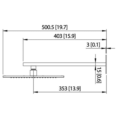 Isenberg Universal Fixtures 12" Single Function Square Brushed Nickel PVD Solid Brass Rain Shower Head With 16" Wall Mounted Shower Arm and Adjustable Flange