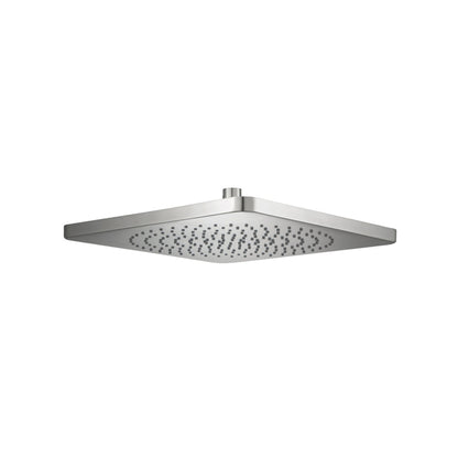 Isenberg Universal Fixtures 12" Single Function Square Curve-Edged Brushed Nickel PVD Solid Brass Rain Shower Head With 16" Wall Mounted Shower Arm