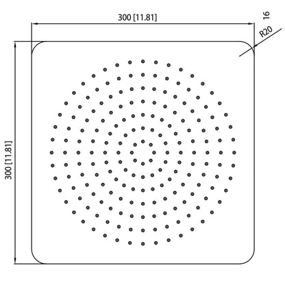 Isenberg Universal Fixtures 12" Single Function Square Curve-Edged Chrome Solid Brass Rain Shower Head