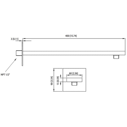 Isenberg Universal Fixtures 12" Single Function Square Matte Black Solid Brass Rain Shower Head With 16" Wall Mounted Shower Arm and Adjustable Flange