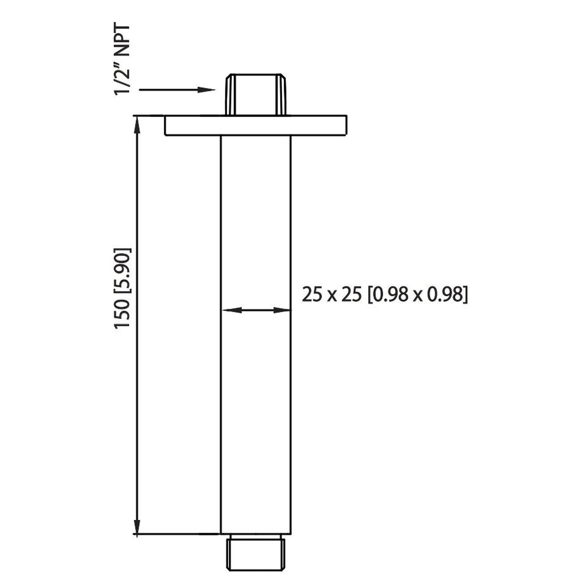 Isenberg Universal Fixtures 12" Single Function Square Satin Brass PVD Solid Brass Rain Shower Head With 6" Ceiling Mounted Shower Arm