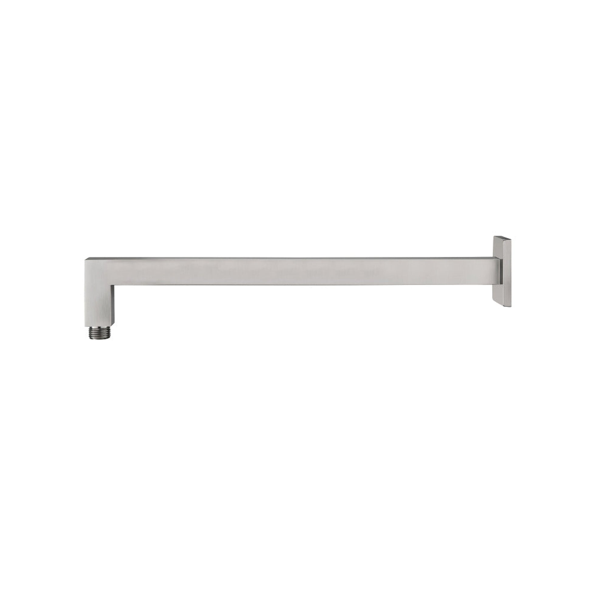 Isenberg Universal Fixtures 16" Brushed Nickel PVD Solid Brass Wall-Mounted Shower Arm With Angled Extension and Square Sliding Flange