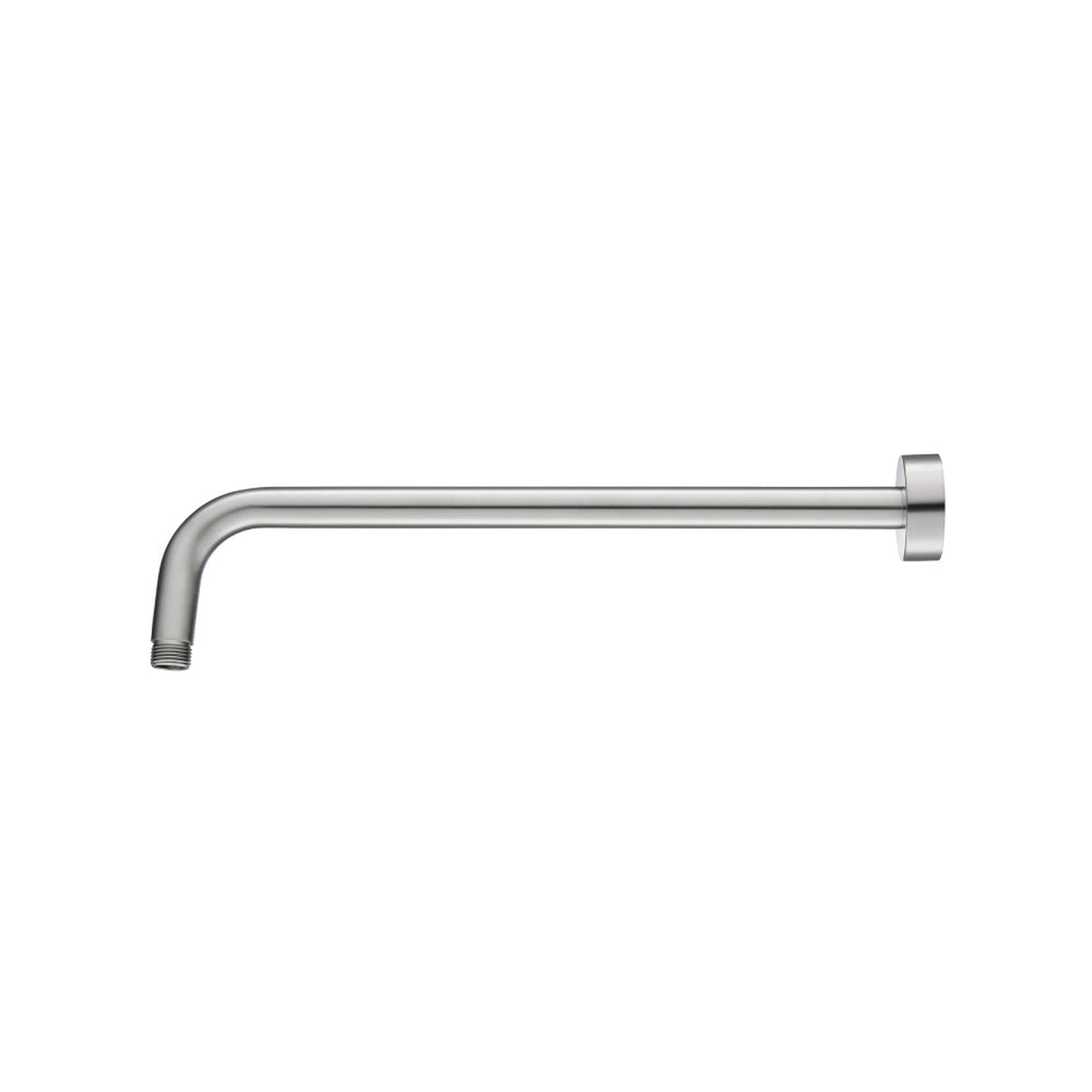 Isenberg Universal Fixtures 16" Brushed Nickel PVD Solid Brass Wall-Mounted Shower Arm With J-Shape Extension and Round Sliding Flange