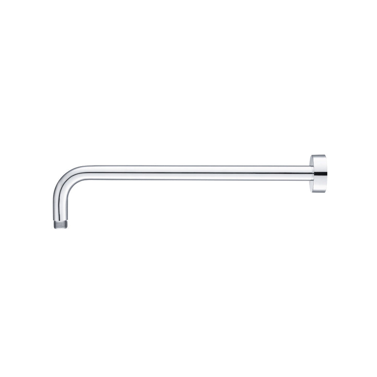 Isenberg Universal Fixtures 16" Chrome Solid Brass Wall-Mounted Shower Arm With J-Shape Extension and Round Sliding Flange