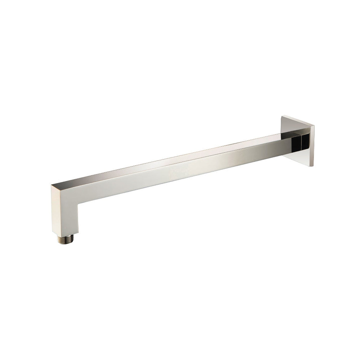 Isenberg Universal Fixtures 16" Polished Nickel PVD Solid Brass Wall-Mounted Shower Arm With Angled Extension and Square Sliding Flange