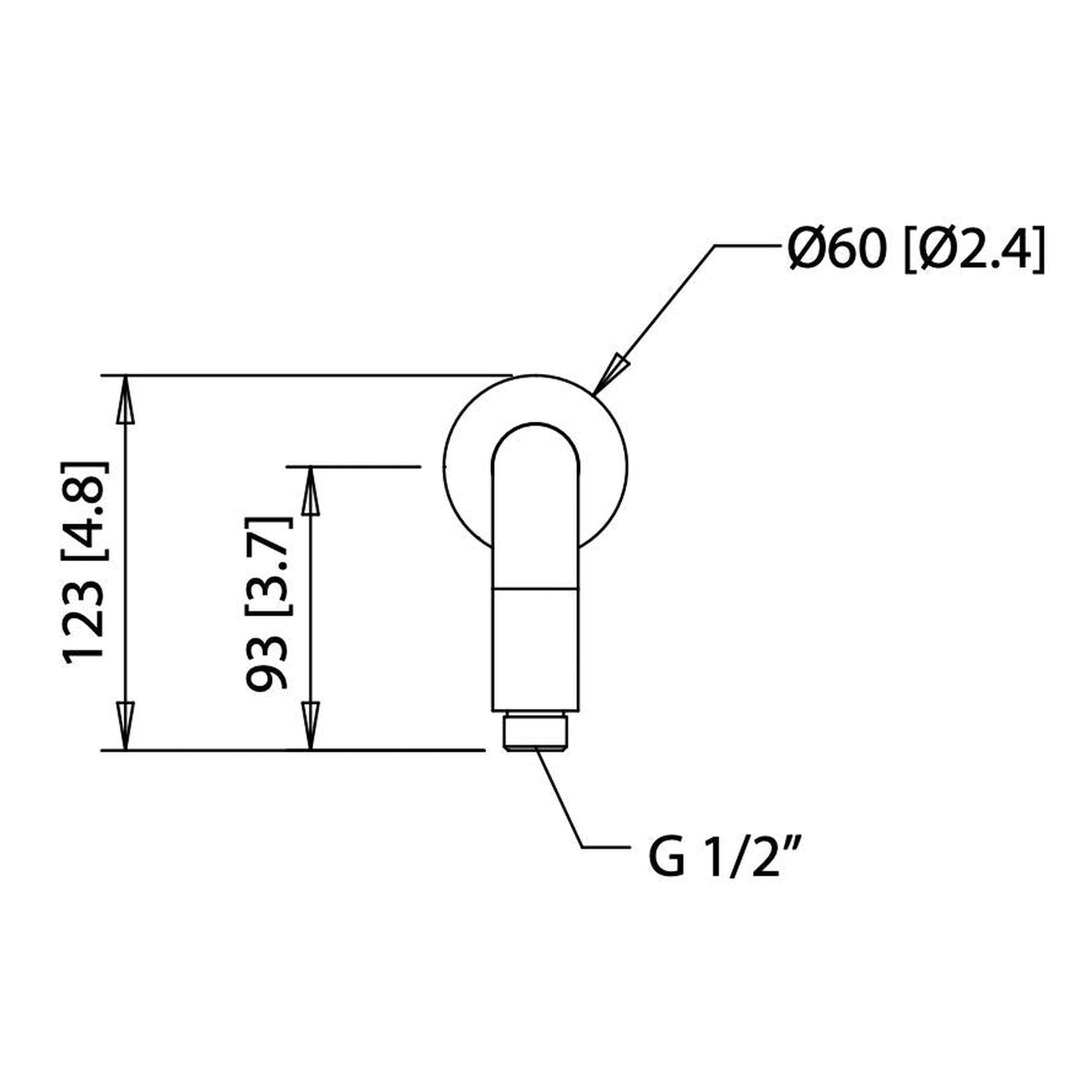 Isenberg Universal Fixtures 20" Brushed Nickel PVD Solid Brass Wall-Mounted Shower Arm With J-Shape Extension and Round Sliding Flange