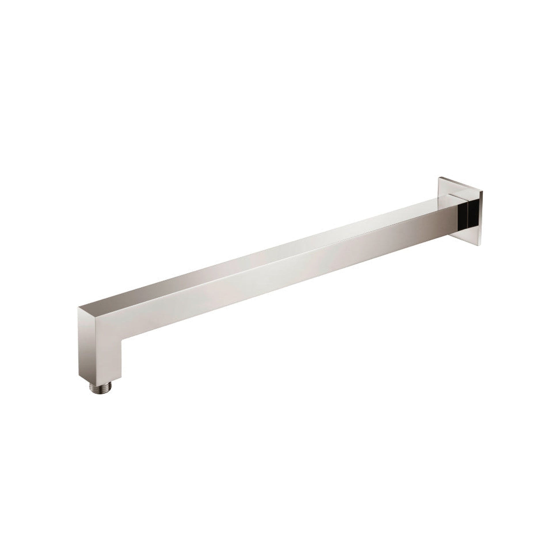 Isenberg Universal Fixtures 20" Polished Nickel PVD Solid Brass Wall-Mounted Shower Arm With Angled Extension and Square Sliding Flange