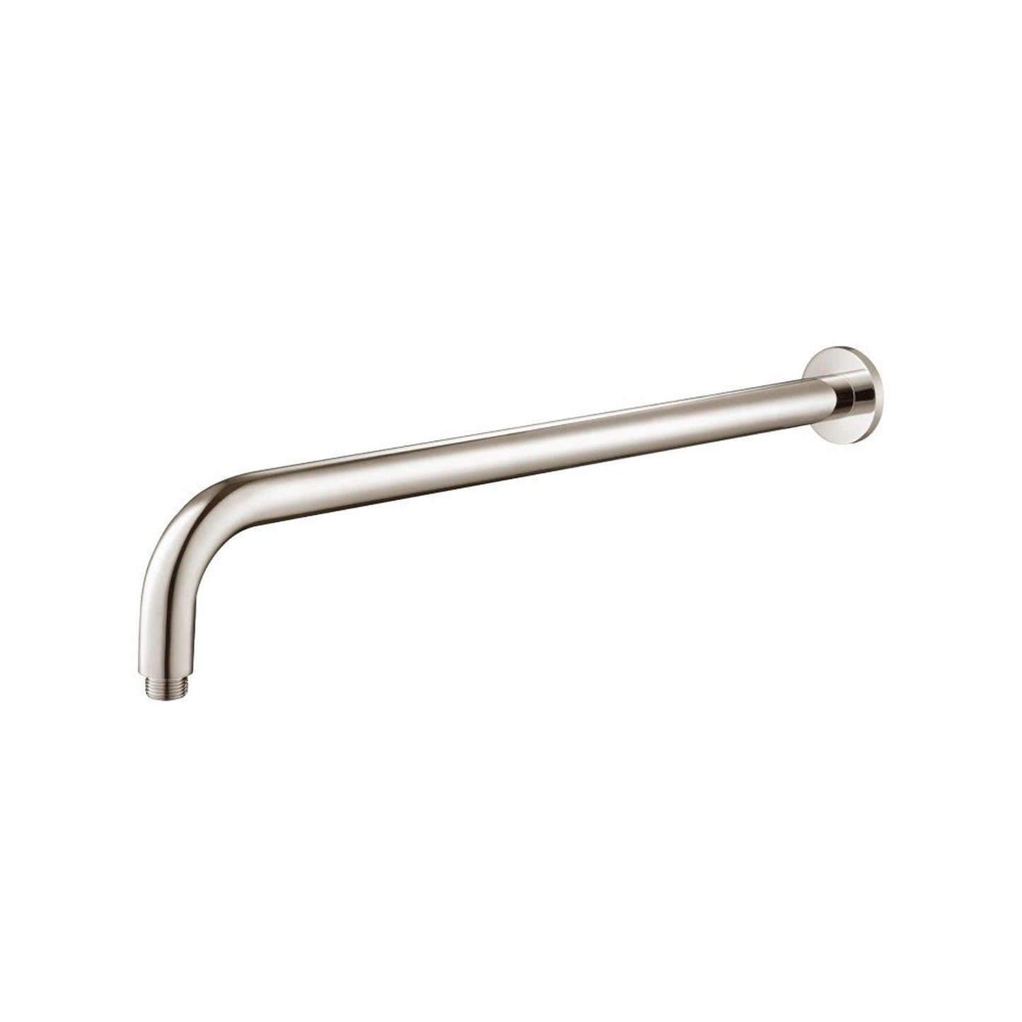 Isenberg Universal Fixtures 20" Polished Nickel PVD Solid Brass Wall-Mounted Shower Arm With J-Shape Extension and Round Sliding Flange