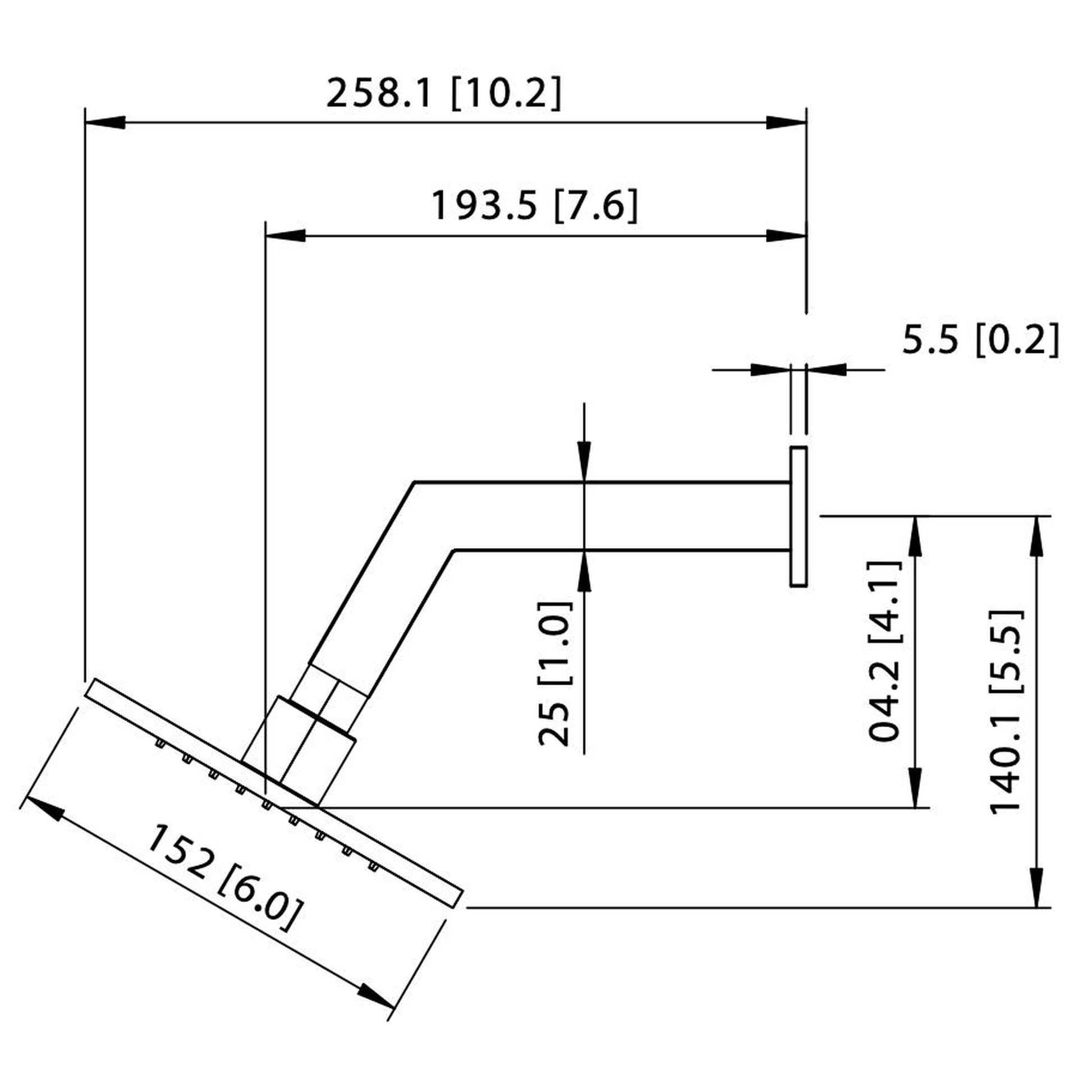 Isenberg Universal Fixtures 6" Single Function Square Brushed Nickel PVD Solid Brass Rain Shower Head