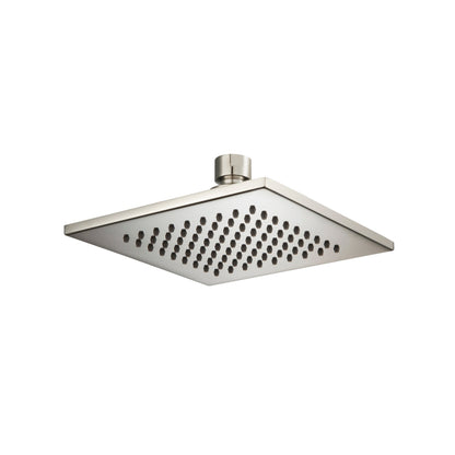 Isenberg Universal Fixtures 6" Single Function Square Polished Nickel PVD Solid Brass Rain Shower Head With 8" Wall Mounted Shower Arm