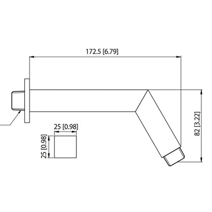 Isenberg Universal Fixtures 7" Chrome Solid Brass Wall-Mounted Standard Shower Arm With Square Sliding Flange