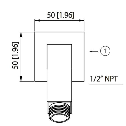 Isenberg Universal Fixtures 7" Matte Black Solid Brass Wall-Mounted Standard Shower Arm With Square Sliding Flange