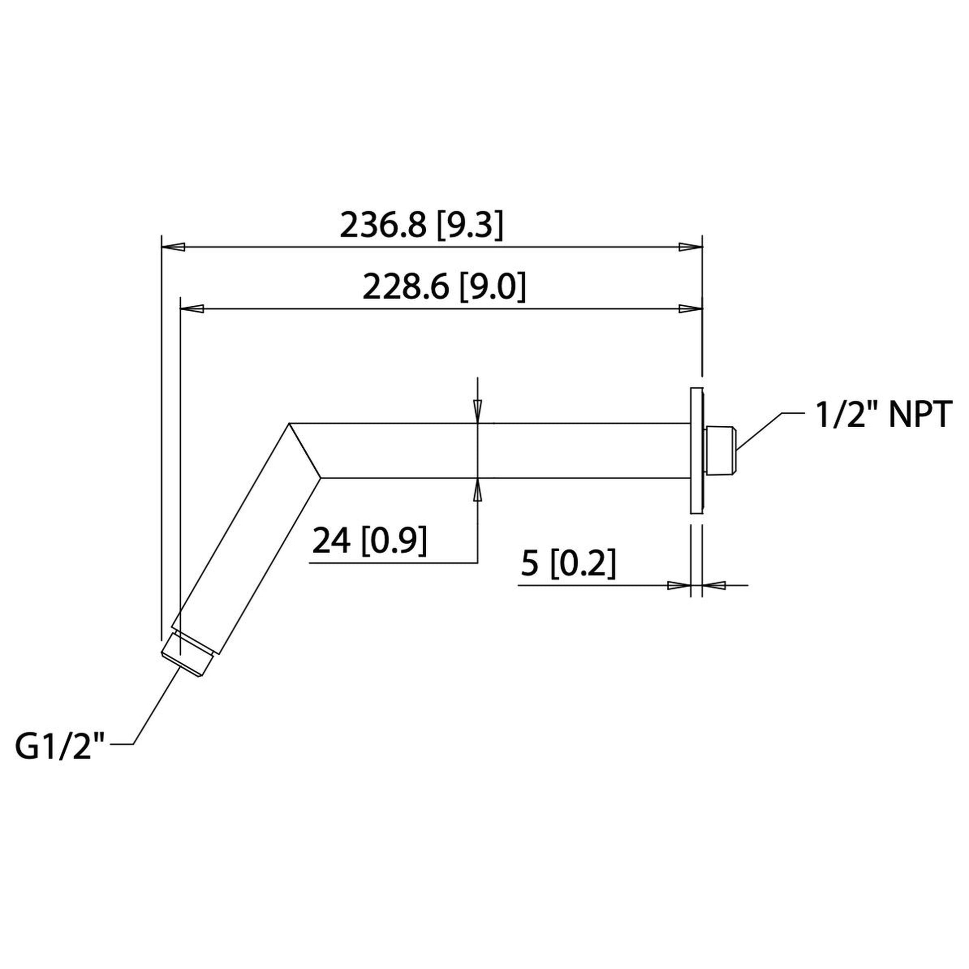 Isenberg Universal Fixtures 9" Brushed Nickel PVD Solid Brass Wall-Mounted Standard Shower Arm With Round Sliding Flange