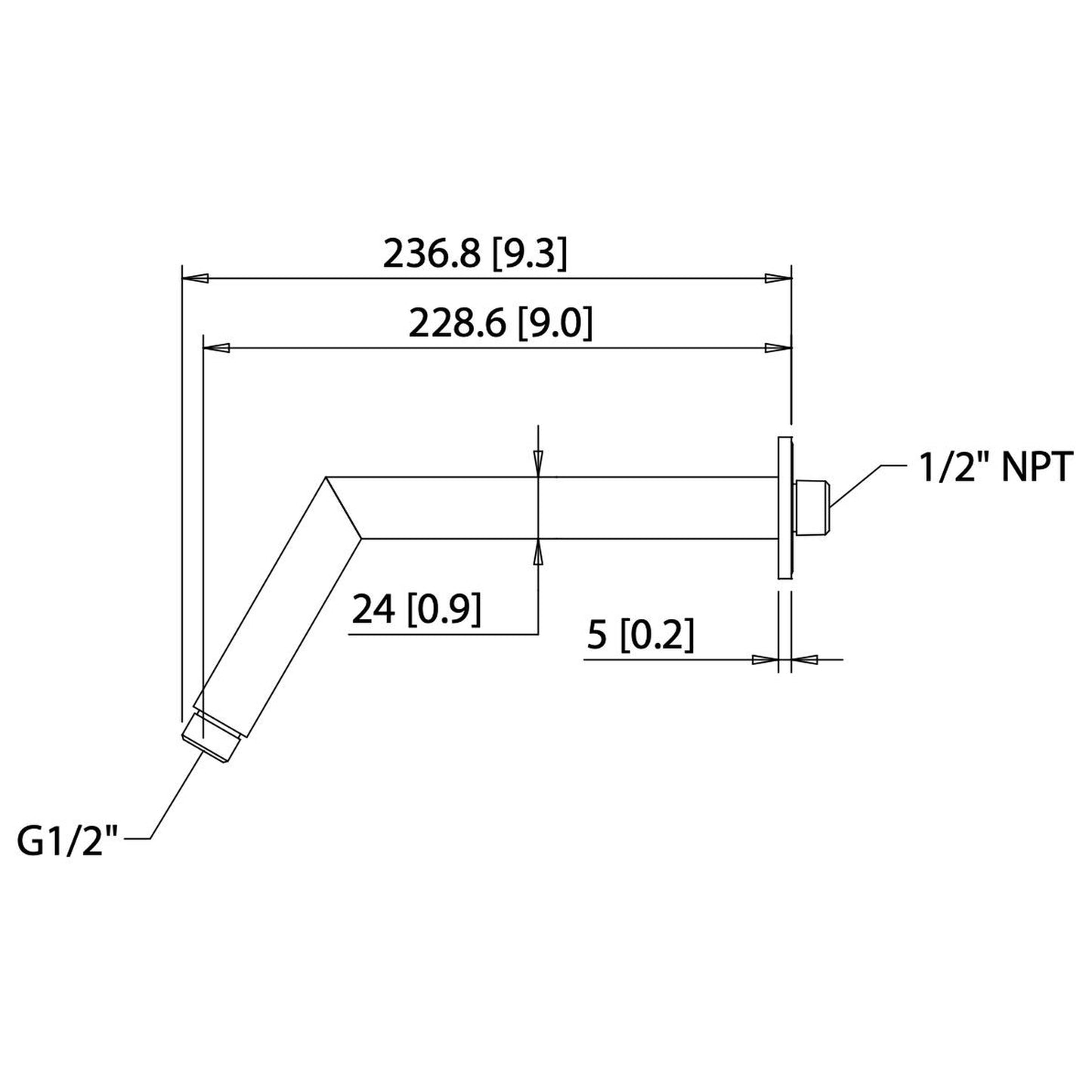 Isenberg Universal Fixtures 9" Satin Brass PVD Solid Brass Wall-Mounted Standard Shower Arm With Round Sliding Flange