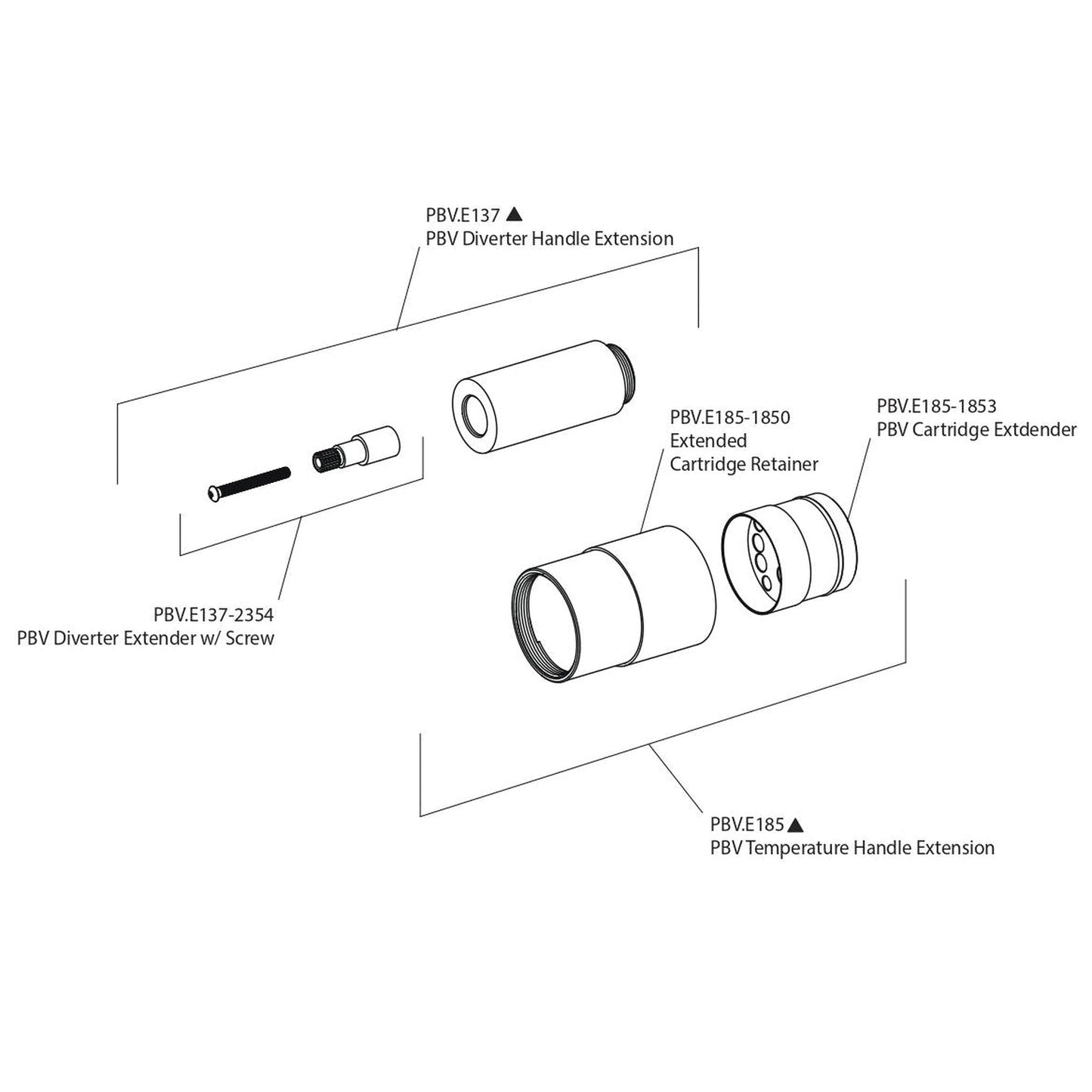 Isenberg Universal Fixtures Polished Nickel PVD Solid Brass Pressure Balance Valve Extension Kit