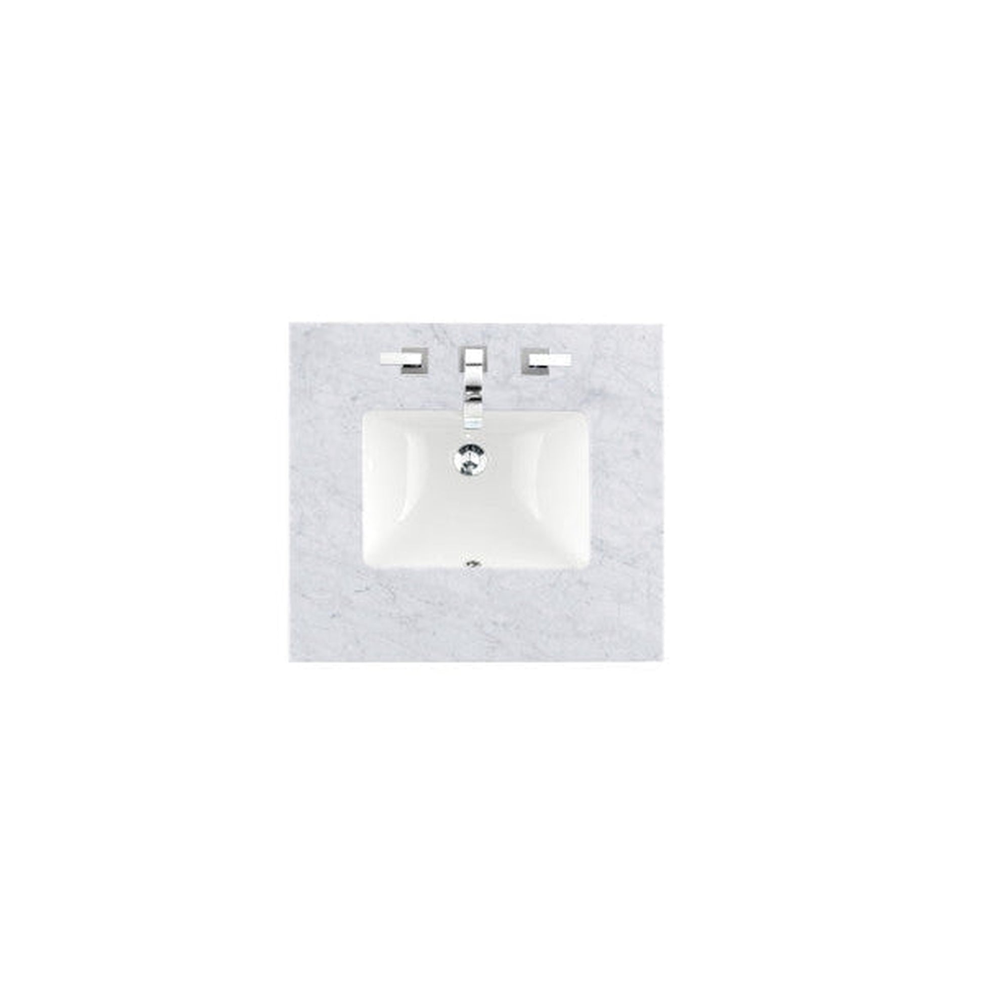 James Martin 26" x 24" Single Carrara Marble Bathroom Vanity Top With Rectangular Ceramic Sink