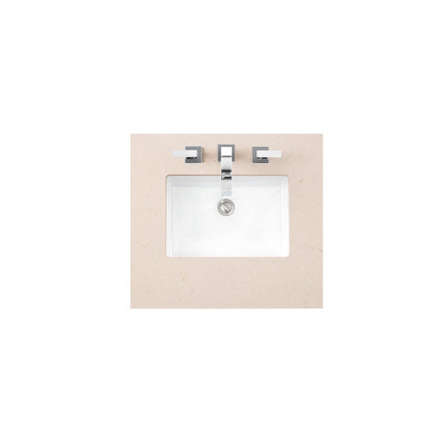 James Martin 26" x 24" Single Eternal Marfil Quartz Bathroom Vanity Top With Rectangular Ceramic Sink
